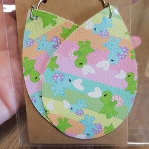 Whimsical Dinosaur Print Earrings